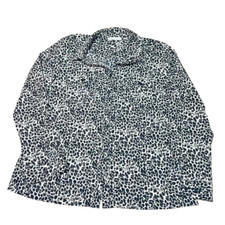 Leopard Print Blouse Womens Medium Animal Long Sleeve Collared Preppy EUC