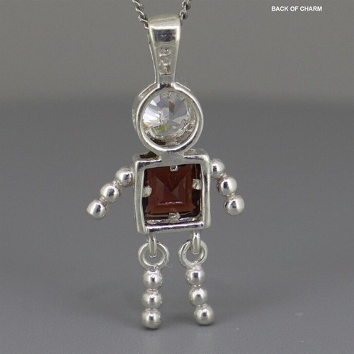 Sterling Silver GEM BABY BOY CHARM Garnet Red January Brand New - Picture 4 of 7