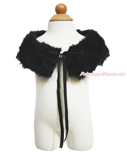 Baby Cape White Beige Brown Khaki Fauz Fur Flower Wedding Kids Girl Collar Shawl - Picture 7 of 7