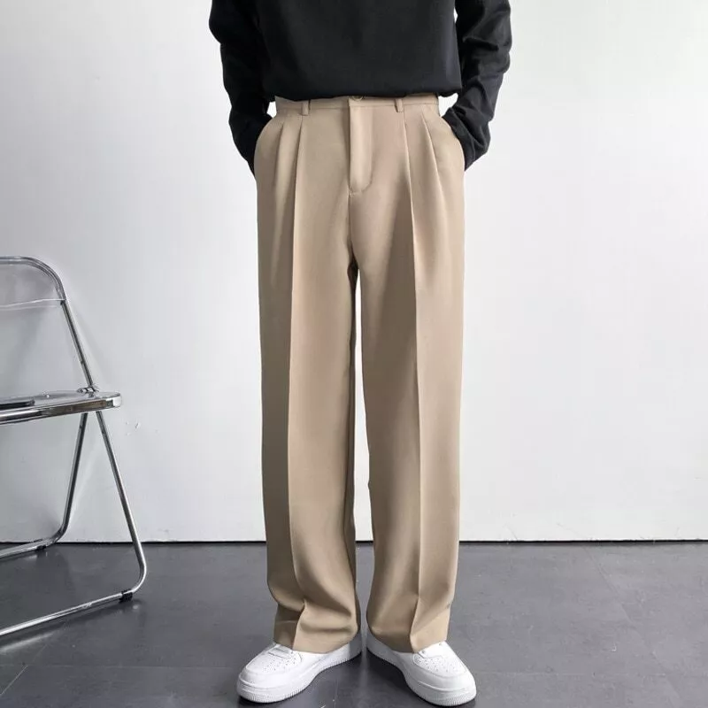 Men's Straight Suit Pants Loose Wide Leg Casual Trousers Men's Straight Suit Pants Loose Wide Leg Casual Trousers