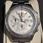 Vintage Seiko Chronograph Quartz – Silver Dial, Slide Rule 100M Water Resistant