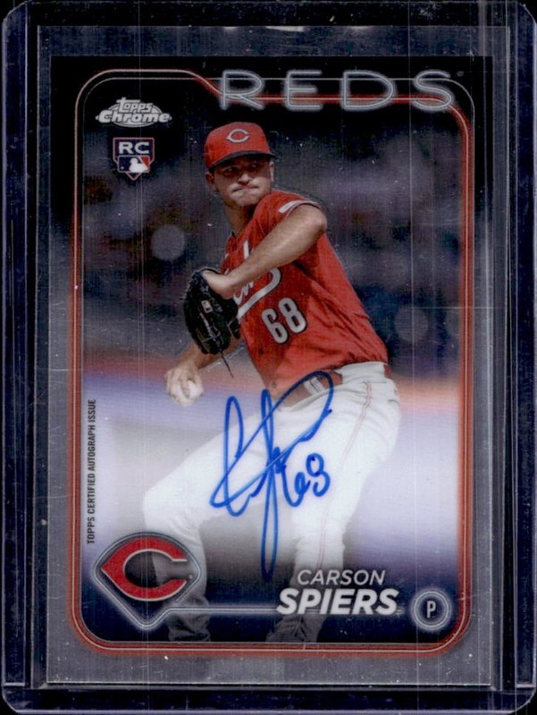 2024 Topps Chrome Carson Spiers Auto Autograph RC #RA-CSP Reds Rookie