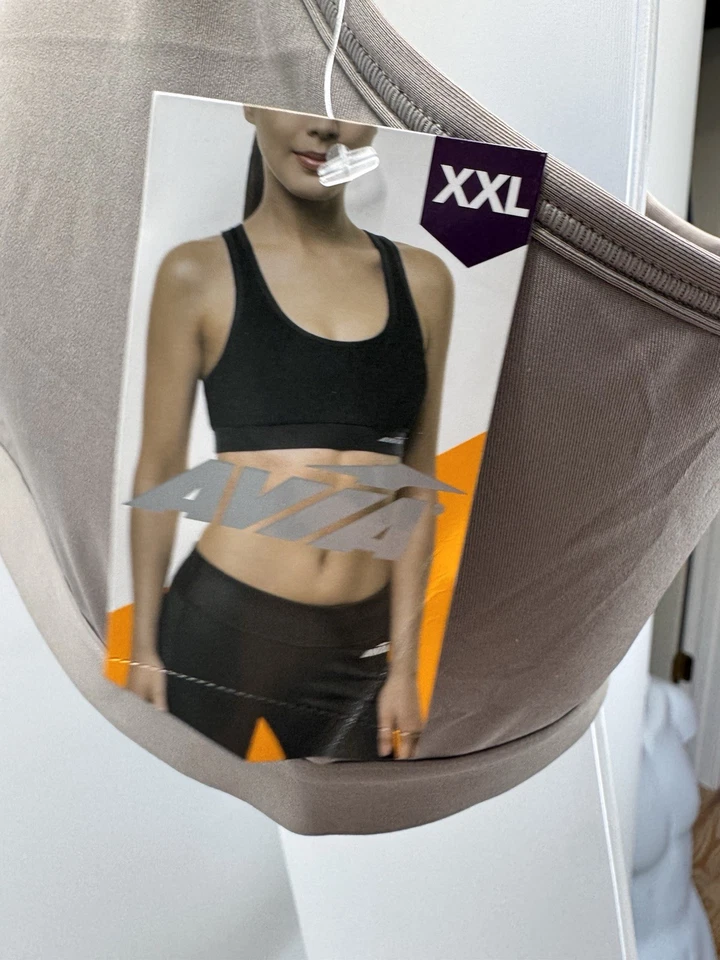 Avia женщин XX большой (20) ударопрочный с ремешками спортивный бюстгальтер серо-коричневый новый с Ярлыками - Изображение 4 из 4