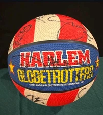 Harlem Globetrotters Multi Signed Basketball • Team Autographs • Red White Blue