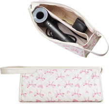 Large Quilted Travel Case, Floral Carrying Storage Bag Hair Dryer and Attachment