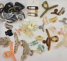 Hair Ties Bands Clips Barrettes Accessories Neutral Colors Tones 25 PCS NEW