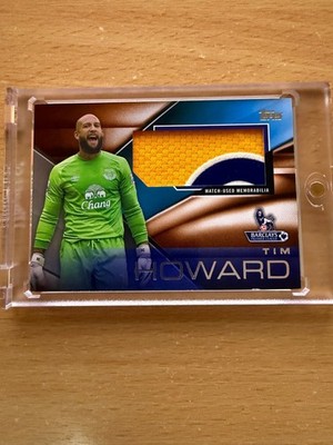 Topps Premier Gold 2014 Tim Howard Football Fibers Relic orange/schwarz/lila
