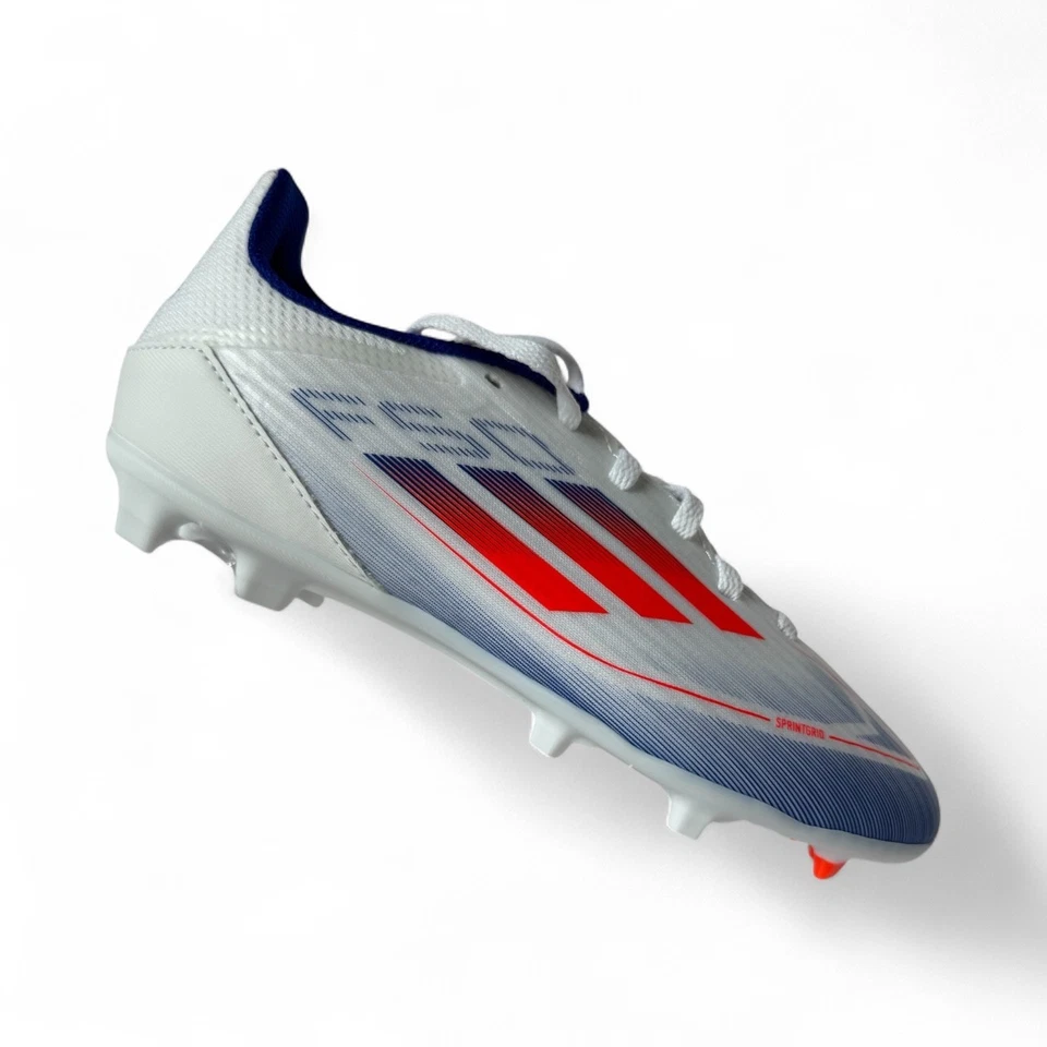 Adidas F50 League FG Junior Soccer Cleats White Red Blue Size 2 Youth New in Box - Image 3 of 4