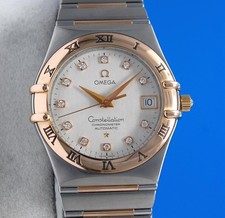Mens Omega Constellation 18K Rose Gold Chronometer Watch Diamond Dial - 1304.35