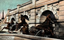 Neptune's Fountain, Library Of Congress, Washington, DC, Vintage Postcard