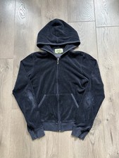 Vintage Y2K Juicy Couture Blank Velour Full Zip Black Hoodie Woman s Size Large