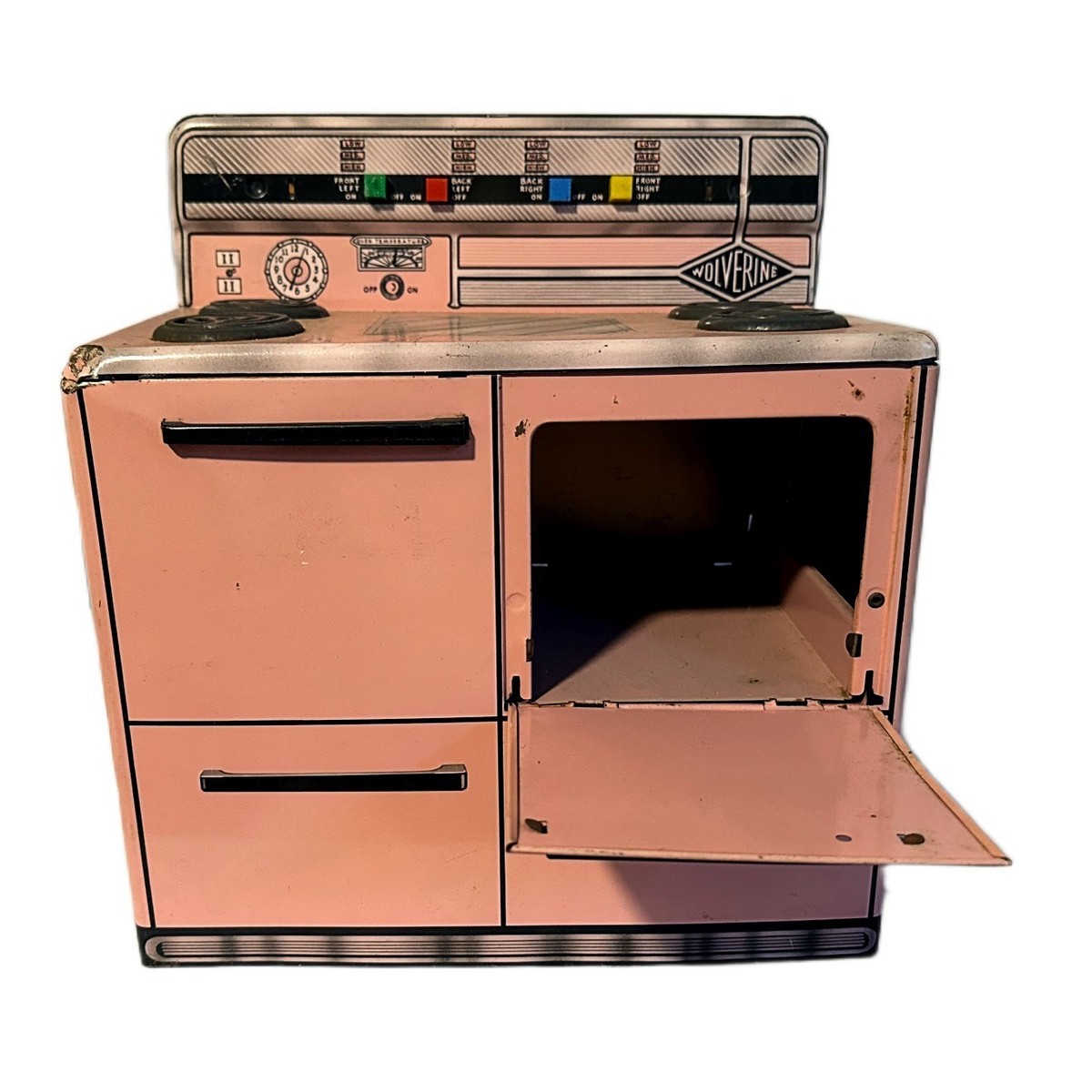 Vintage 1950s Wolverine Pink Tin Litho Toy Kitchen Stove/Oven