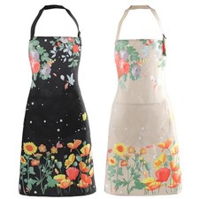 Tablier pour Femme avec Poches, 2 Pcs Tablier Imperméable Floral avec Réglable