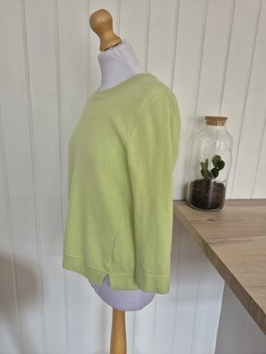 PURE 100% Kaschmir Pullover Größe 10 Lindgrün. 3/4 Arm Rundhals Pullover
