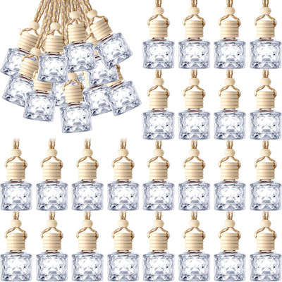 50 Pcs Hanging Car Air Freshener Car Diffuser Bottles Empty Glass Perfume Bottle