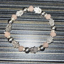 Pink Glass 925 Sterling Silver Beaded charm b...