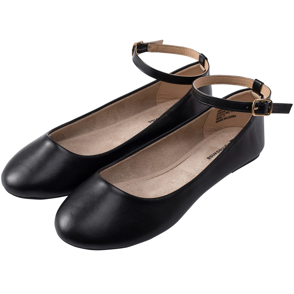 Zapatos planos informales Alpine Swiss Calla para mujer de ballet punta redonda correa al tobillo Foto 4 de 4