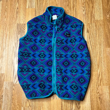 Vintage 90s REI Tribal Aztec Print Turquoise Fleece Vest Women’s Medium