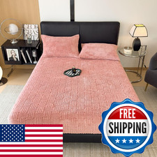 ZIQINPSQ King Size Flannel Fitted Sheet 15" Deep Pocket Winter Warm Hotel Qualit
