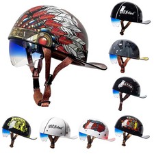 DOT Open Face Motorcycle Half Helmet Retro Ba...