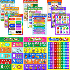 12 Pcs Spanish Classroom Posters Learning Spanish Classroom Decorations for Kids