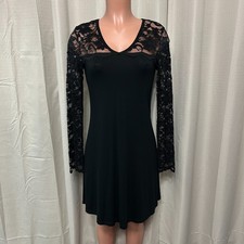 Karen Kane V-Neck Lace Long Sleeve Dress Women's Size XS Black Pullover