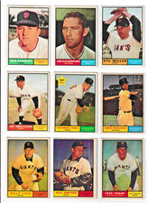 1961 Topps Vintage Baseball -lot of 9 SAN FRANCISCO GIANTS Ex!
