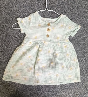 Modern Moments by Gerber Girls 2T Light Green/Yellow Floral Gauze A-Line Dress