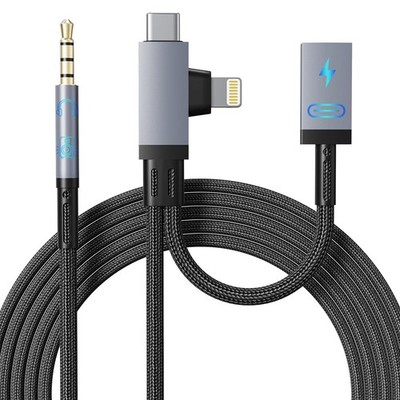 USB Lightning to 3.5mm Aux Audio Cable, 2 in 1 Lightning Auxiliary Cord with ...