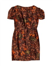 VINTAGE Womens Sheath Dress UK 12 Medium Brown Floral YV15