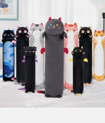 Mewaii 44 Zoll lange graue Katze Plüsch Kissen Stofftiere Quetschkissen