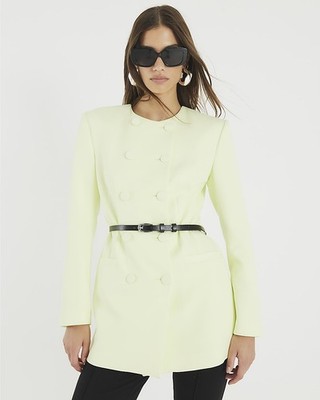 River Island Womens Green Double Breasted Blazer Size 10
