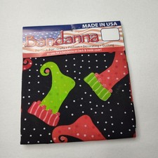 Vtg Nos Christmas Holiday Stocking Bandana Made In USA Scarf