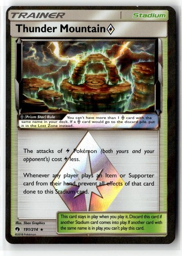 2018 Pokemon Lost Thunder Thunder Mountain ◇ 191/214 Prism Star Rare Holo + Gift