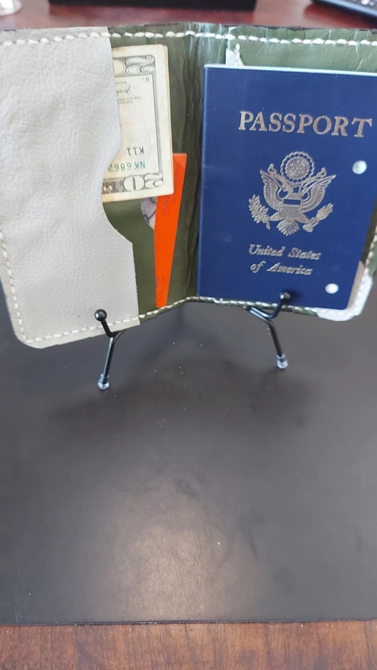 passport case, wallet all leather handmade rfid protected card and bill pockets - Image 4 of 4