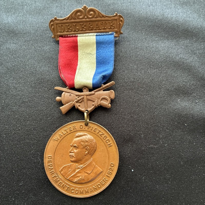CIVIL WAR VETERANS 1921 GAR 55th NATIONAL ENCAMPMENT BADGE ANTIGO Wisconsin
