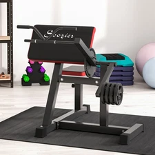 Bicep Preacher Curl Bench with Adjustable Seat and Elbow Cushion