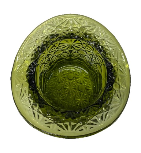 Vintage Fenton Gänseblümchen Knopf Avocado grün Glas Zylinder Hut Kunst Glas Zahnstocher Halter - Bild 6 von 12