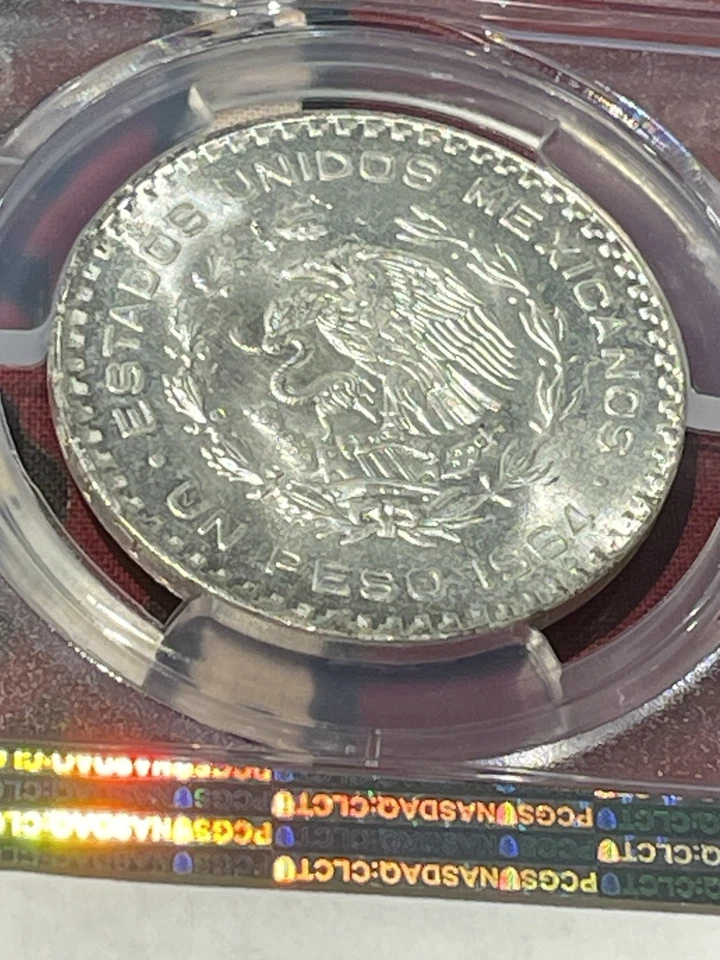 México 1964 M Pesoooooo Plata PCGS MS 66 💎💎💎 Increíblemente Bonito KM459 Foto 4 de 4