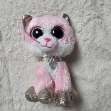 2022 Ty Beanie Boo Fiona the Cat 6" Plush Toy Stuffed Animal Pink Glitter