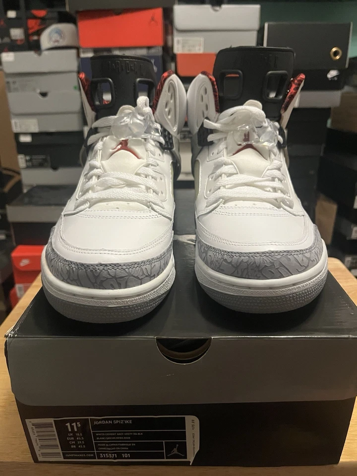 Size 11.5 - Air Jordan Spizike Cement Grey NIB Rare New Spiz’Ike White Cement - Image 2 of 4