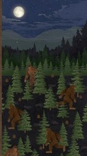 "Bigfoot Country" 24" Bigfoot In The Night Fabric Panel 100 Cott 24x44 FastShi