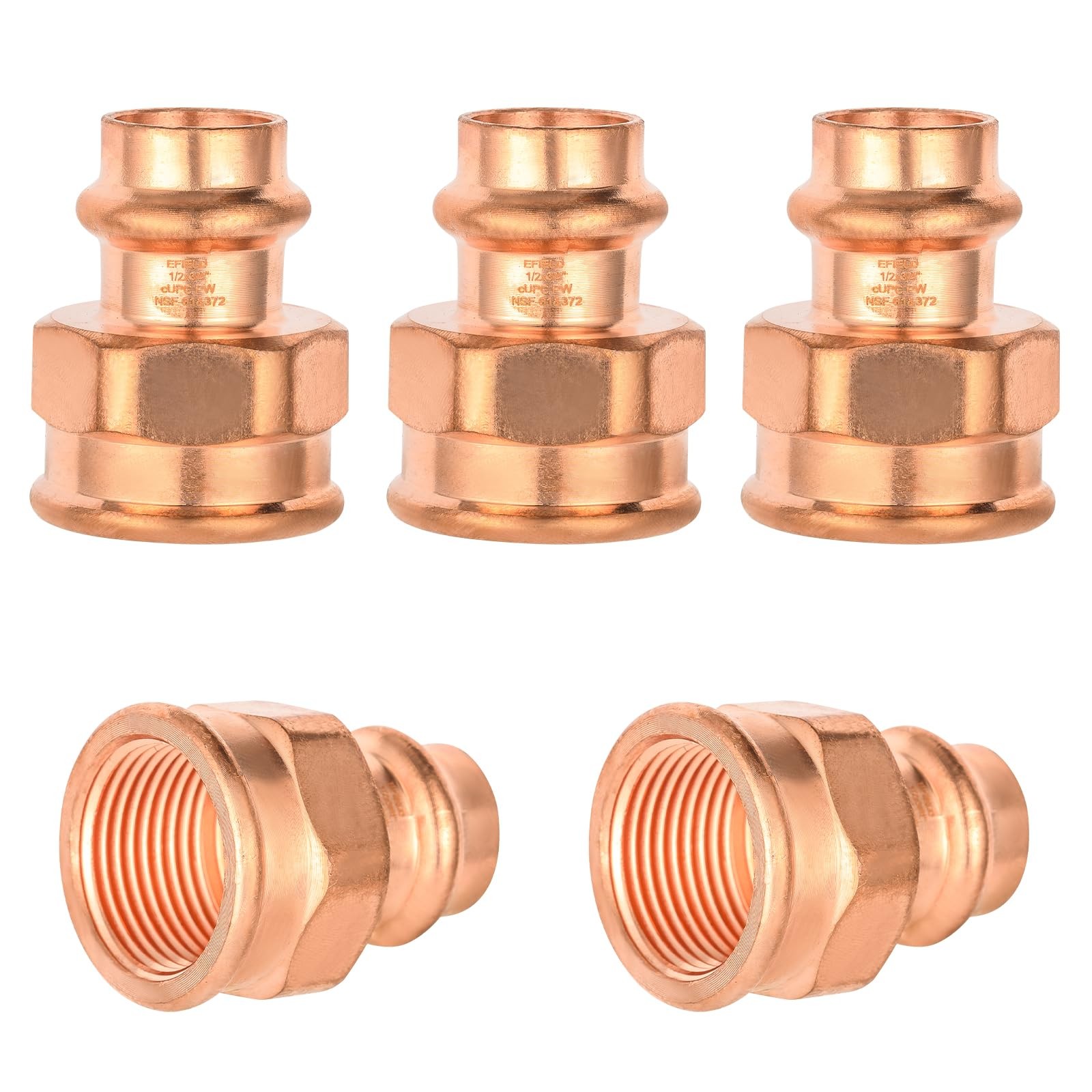 5 PCS 1/2x3/4 Inch FPT Press Copper Female Adapter Tubing Pressure Fitting