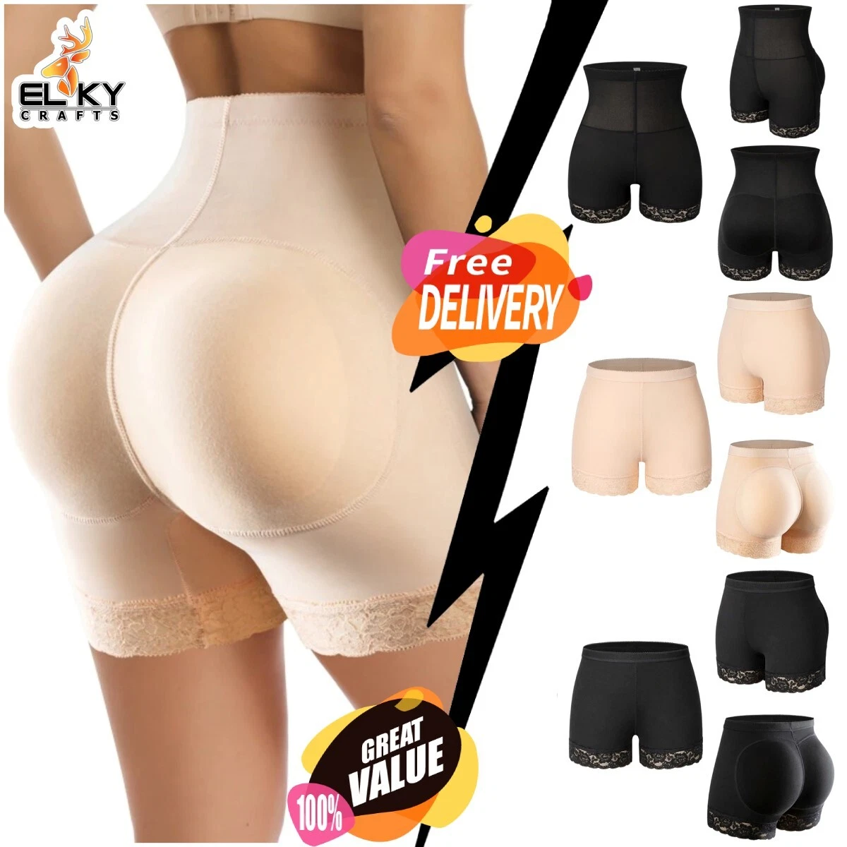 Pantaletas Con Relleno Para Levantar Gluteos Nalgas Licras Cortas