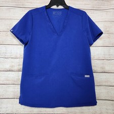 FIGS V-Neck Technical Collection Scrub Top Blue Fig Women  s Small Pockets