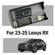 Car Center Armrest Storage Box Organizer Tray Black Fit For Lexus RX 2023-2025