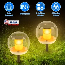 2Pcs Solar Floating Pool Lights Solar Flame Stake Lights Garden Yard Lamp Decor