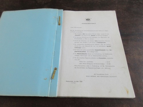 NSU Max Standard Spezial Instandsetzungsanweisungen Reparaturanleitung original - Afbeelding 2 van 21
