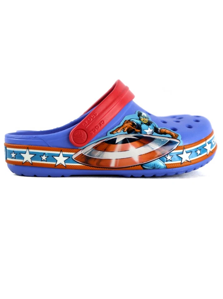 Sandalias Capitán América Var Crocs Talla 12-13 Niños Marvel Comics Avenger Azul Nuevas con Etiquetas Foto 4 de 4