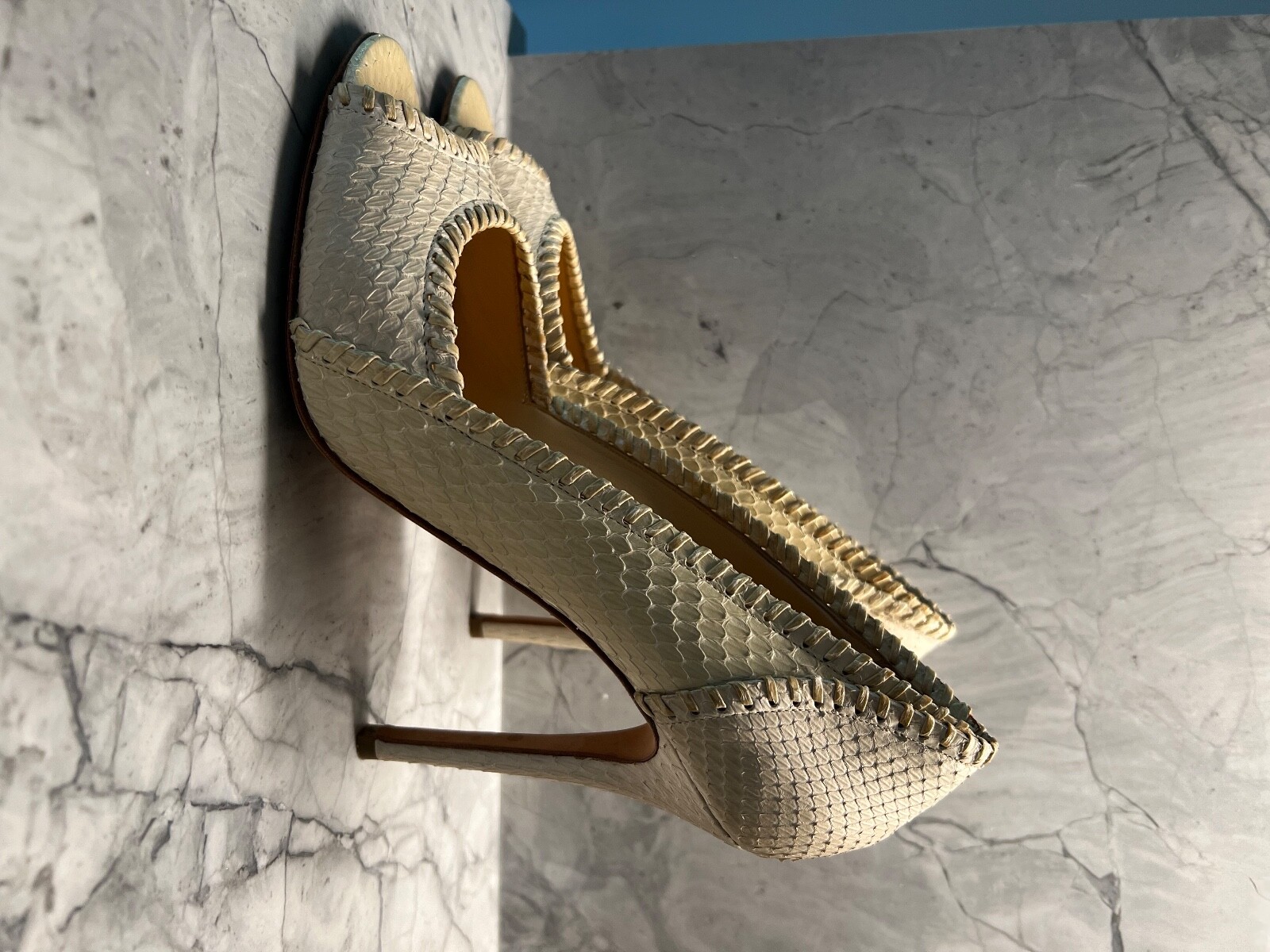 DEVI KROELL Neutral Python Platform Heels made in… - image 2